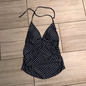 Maternity swim tankini top. Navy with polka dots